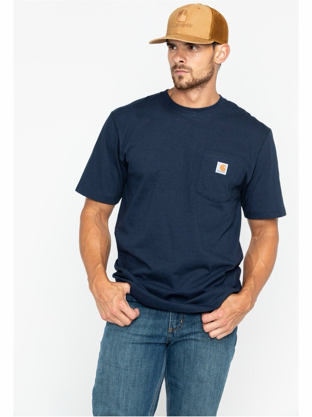 Carhartt Blue Tee with Gold Logo Patch
